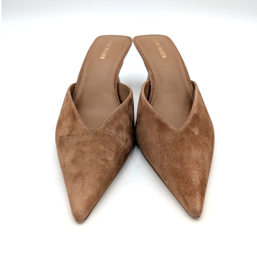 Steve Madden Mod Pointed Toe Leather Mule Shoes Women's Brown Size US9M EU39.5 - Picture 2 of 11